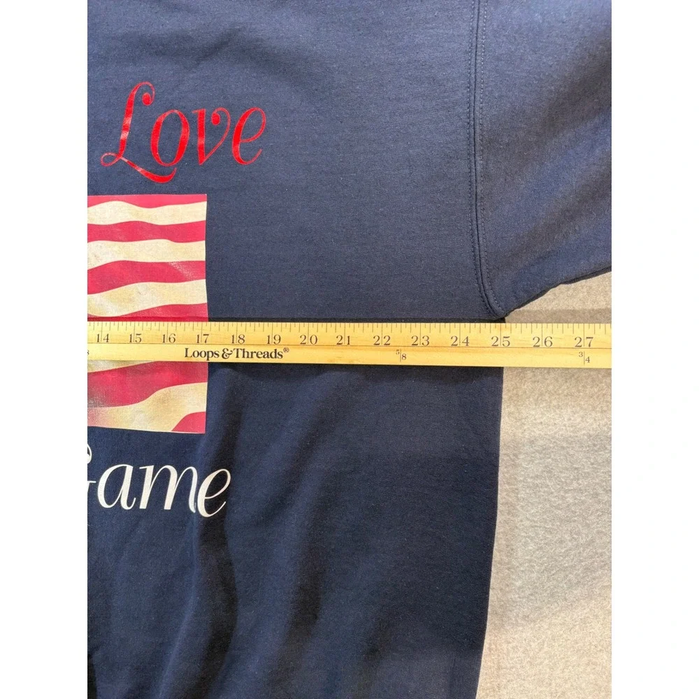 Gildan Heavy Blend Blue For the Love of the Game American‎ Flag Sweatshirt XL